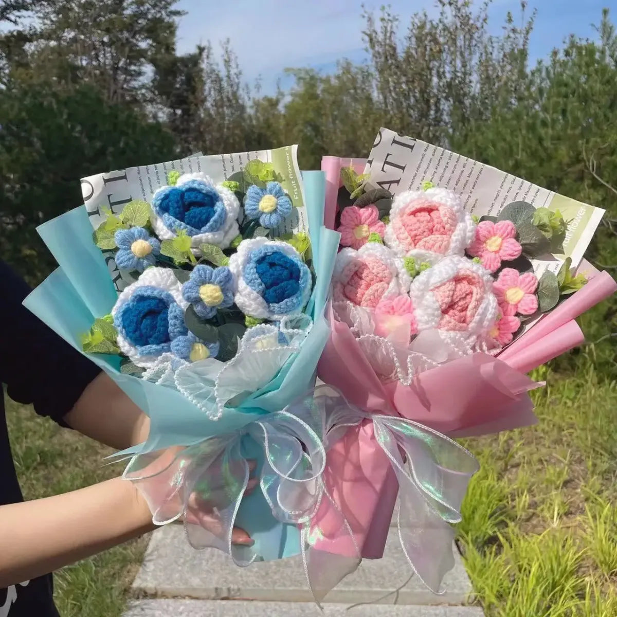 Crochet Rose Bouquet – Handmade Knit Flowers for Valentine's Day